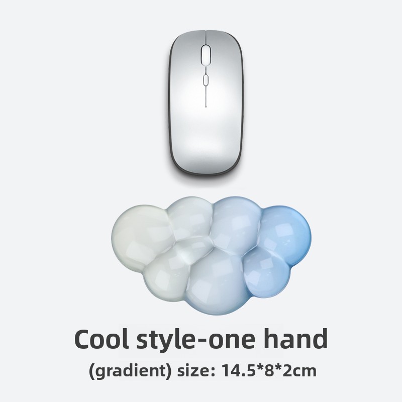 Mouse pad with wrist support keyboard support non-slip silicone transparent gradient cloud shape desktop office game mouse wrist: Orange