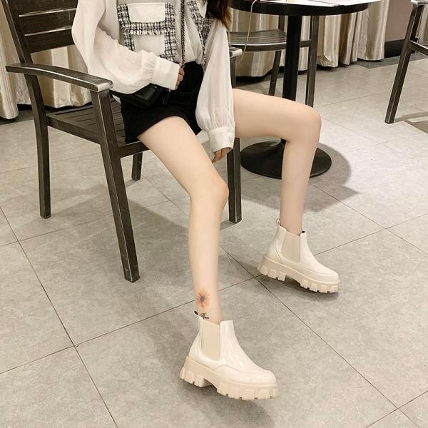 Dames leren laarzen damesschoenen chelsea ronde neus laarzen dames lage hakken laarzen laarzen-dames winter: 2 / 39