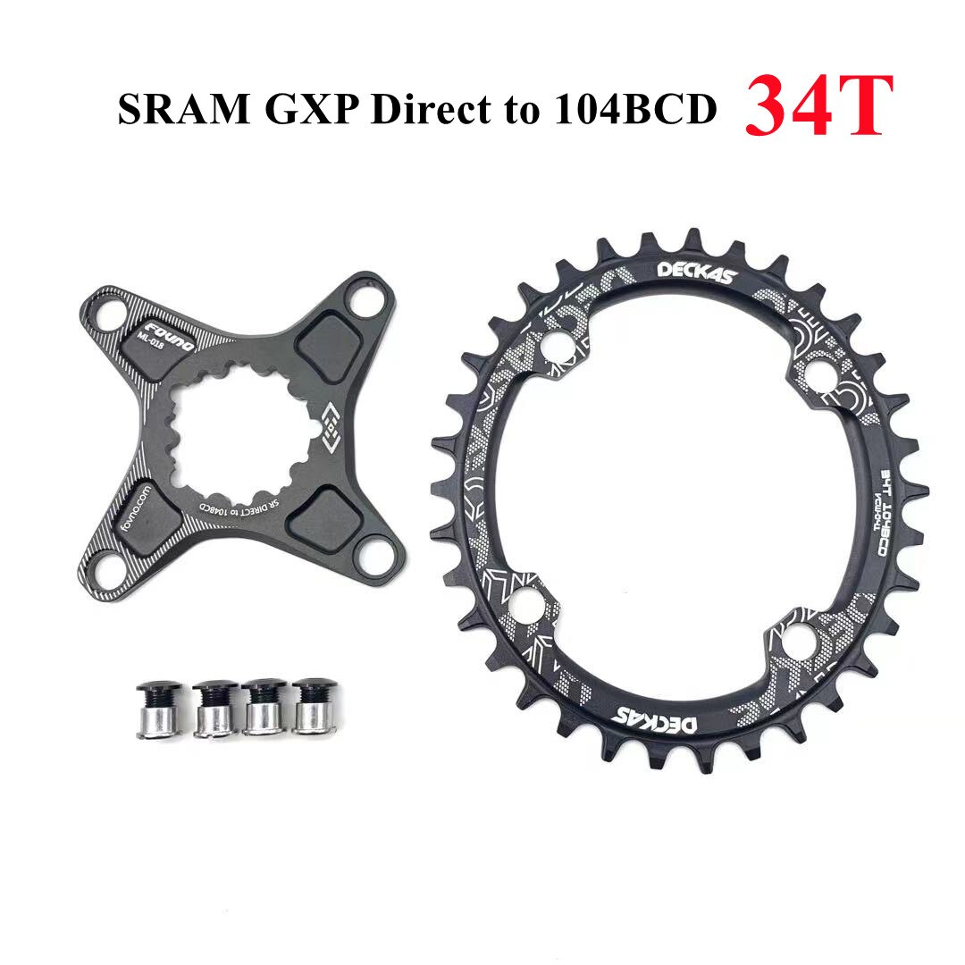 Deckas-Anillo de cadena para bicicleta GXP Direct a 104BCD 32T 34T 36 38T, 6mm Offset para sram XX1 Eagle X01 GX X1 X0 X9, manivela de bicicleta: GXP to 104BCD 34T