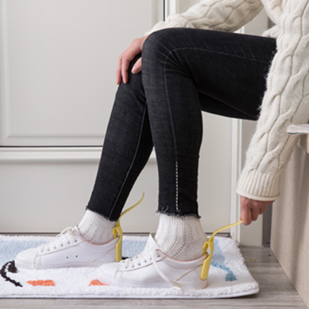 1/2Pcs Portable Lazy Shoe Helper Unisex With Handle Shoe Horn Plastic Easy to Use Sneakers Shoehorn Home Shoes Lifter Tool