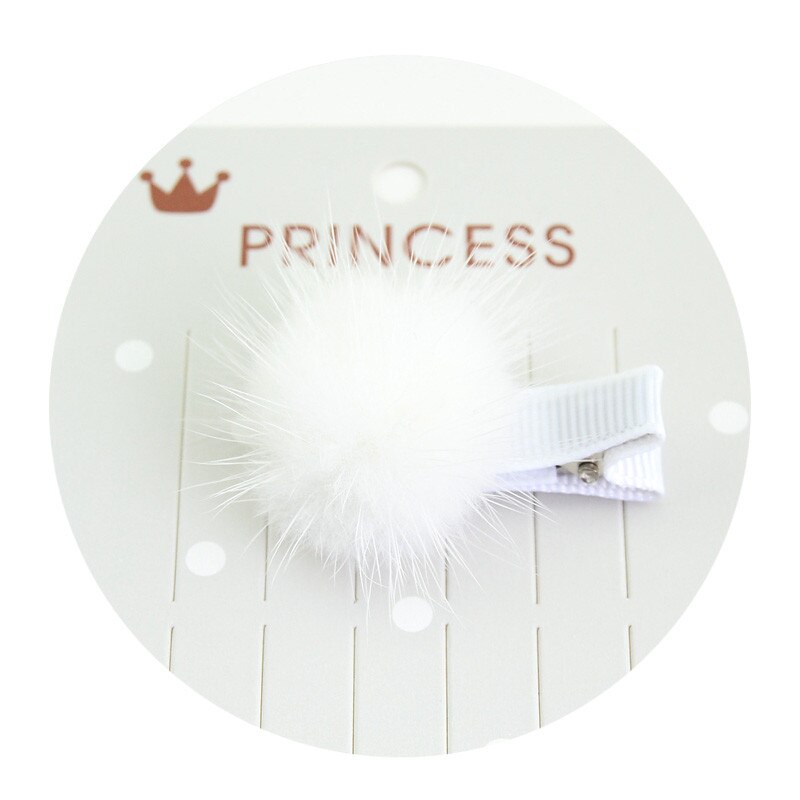 Untamed 12 pcs/lot mini solide fourrure pompon boule filles petite jolie pince à cheveux enfants épingles à cheveux accessoires pour cheveux pompon boule de cheveux clips: 18 blancs