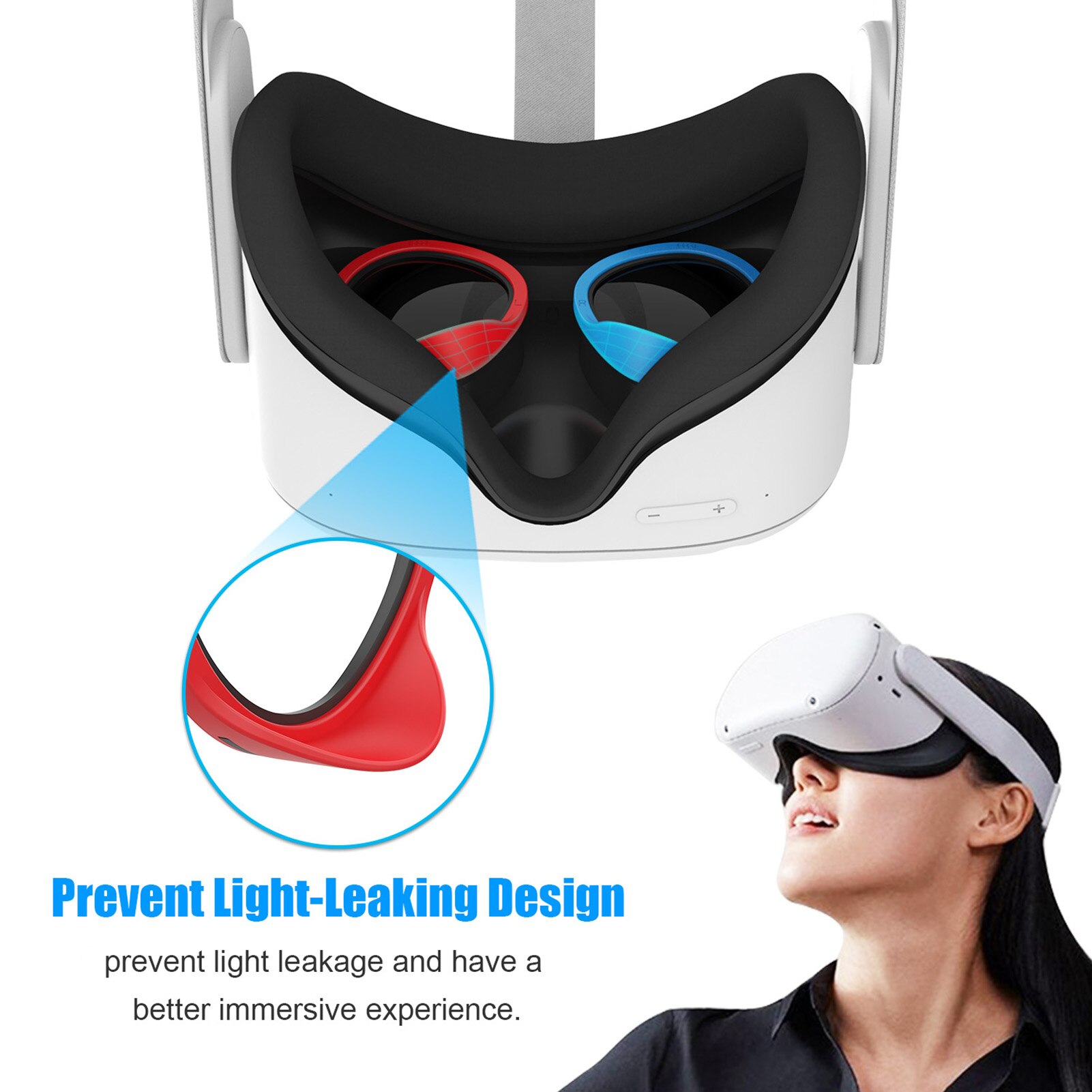 VR Glasses Lens Anti-Scratch Ring Protecting Myopia Preventing Light-Leaking VR Headset Lens for Oculus Quest 2/Quest/Rift S/Go