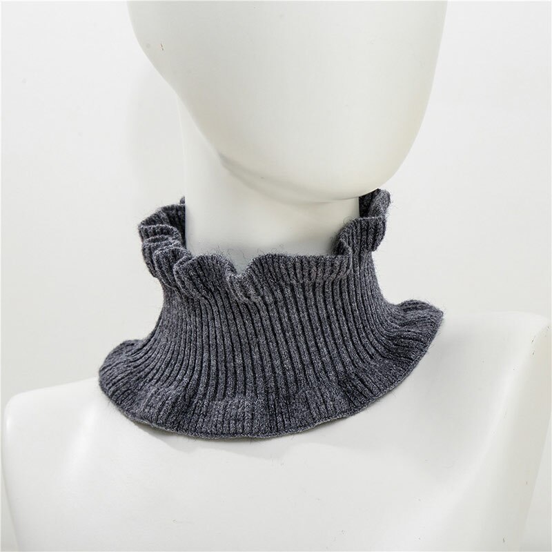 Dames gebreide sjaal lus effen kleur warme sjaals hoofdband decoratie haaraccessoires herfst winter elastische brede hoofddeksels: Donkergrijs