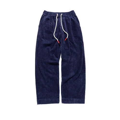 Corduroy-pantalon à jambes larges pour hommes et femmes, Streetwear Hip-hop, taille élastique, style japonais, ample, couleur Baggy, collection pantalons décontractés, collection: XL / Bleu