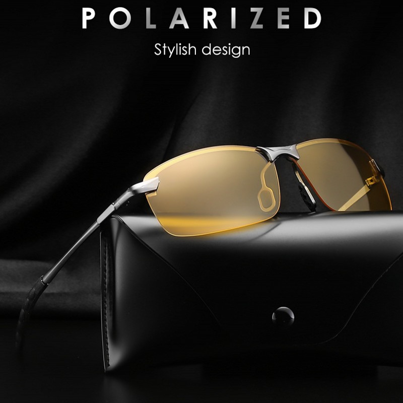 Nattesyn briller mænd polariserede kørselsbriller til unisex polaroid beskyttelsesbriller reducerer blændestråler kantløs gul linser