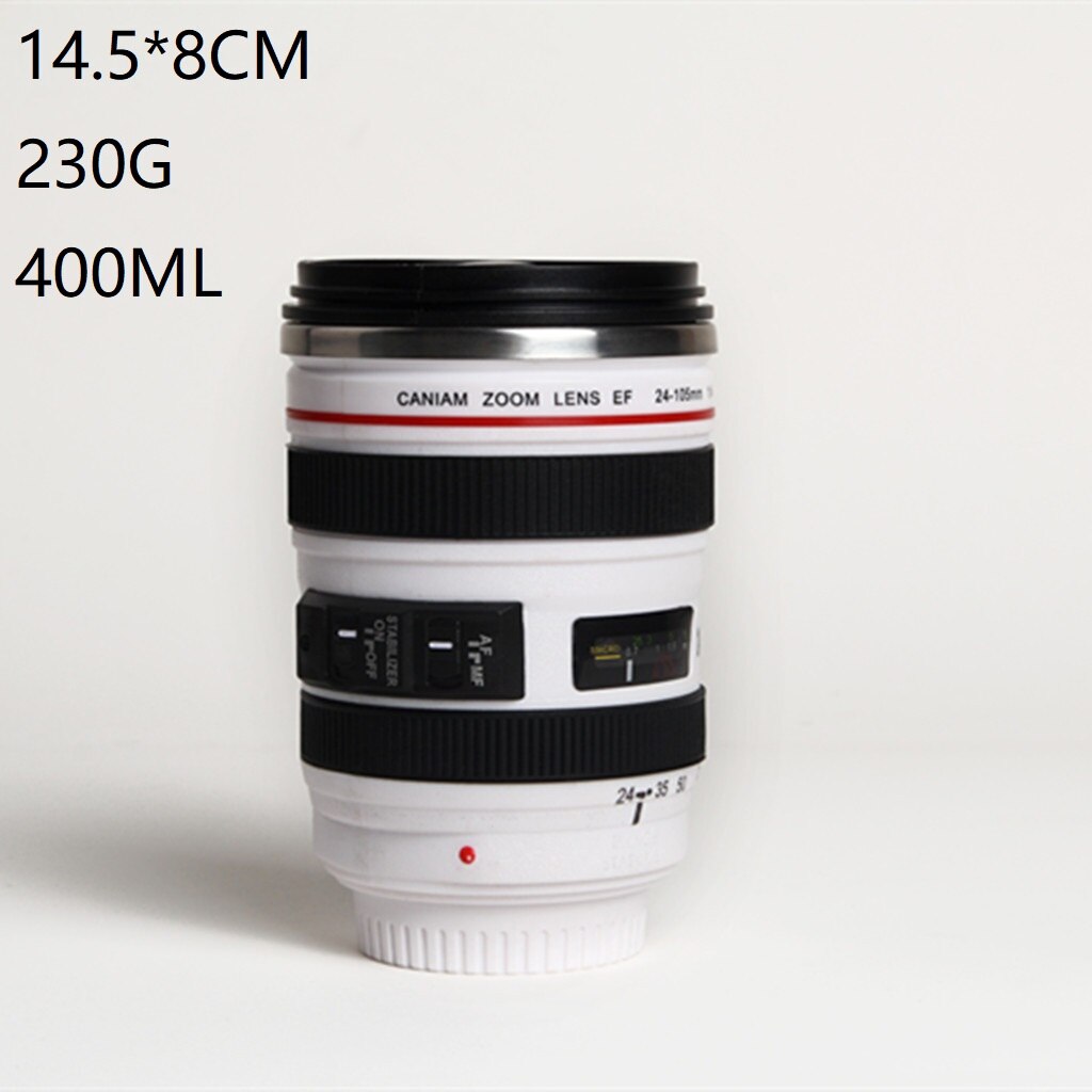 Kamera Objektiv Kaffee Becher Edelstahl Foto Isolierte Thermos Tasse Mit Deckel Fotograf SECHS Generation Emulation SLR Tasse: 5 Generation(Weiß)