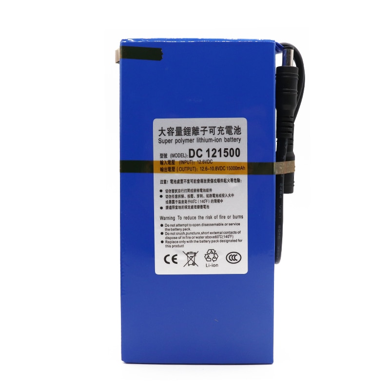 100% dc 12v litiumbatteri 15000 mah batteripakke 12.6v 15ah polymere batteripakke gadebelysning instrument led lys standbypower