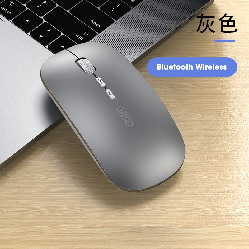 Metal Roller Wireless Bluetooth Mouse Rechargeable Ergonomics Optical 1200 DPI Gaming Mice For Computer PC Laptop Mouse Gamer: Bluetooth Grew