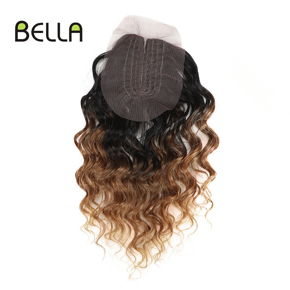 Bella de la onda profunda mechones extensiones de pelo ondulado mechones Ombre marrón 7 piezas 12 14 16 pulgadas 240g extensiones de cabello sintético 3 colores disponibles