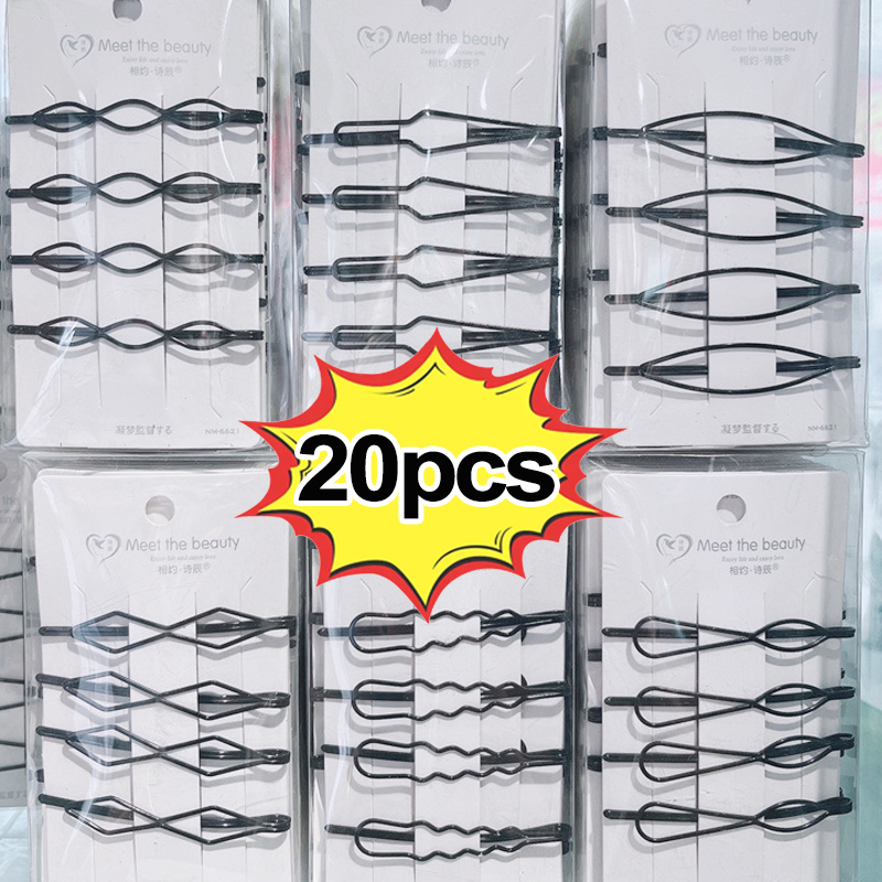 1/20 pçs feminino bb presilhas bobby pin metal preto grampos de cabelo snap bandana grampos de cabelo menina fix acessórios de estilo de cabelo