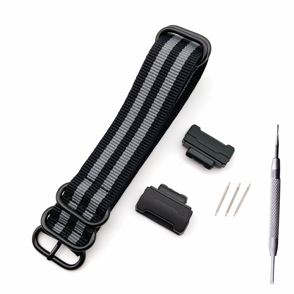 Nylon urrem til g-shock dw -5600 6900 ga-110 gw-m5610 dw-9052/ gls -8900 serie urremme  + 16mm grænseflade terminaler: Sortgrå