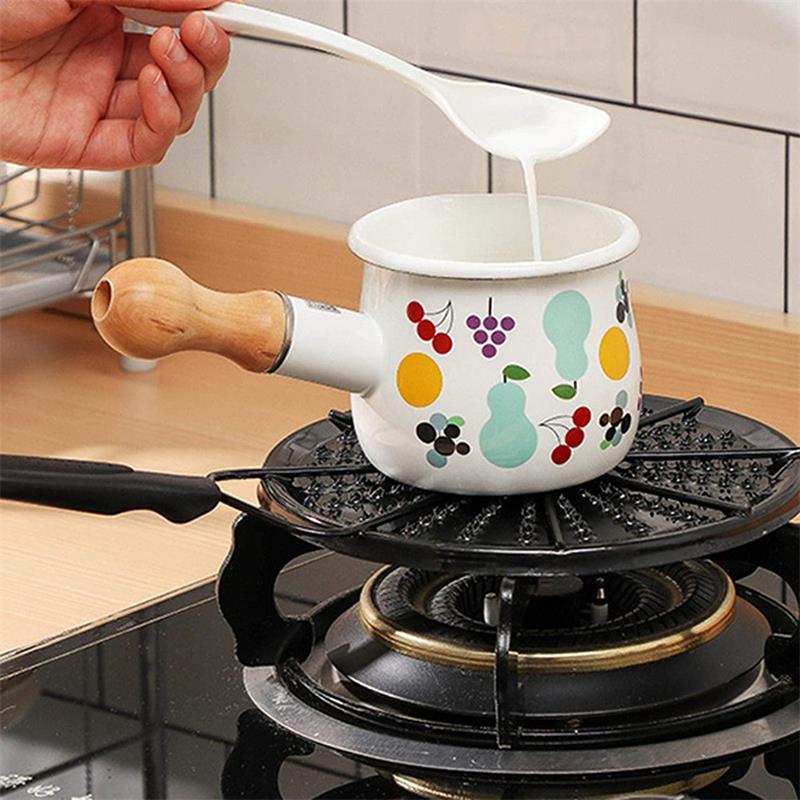 Placa de conducción de calor esmaltada, bandeja de estufa de Gas, difusor de calor, placa protectora de llama con mango para Cocina de Inducción