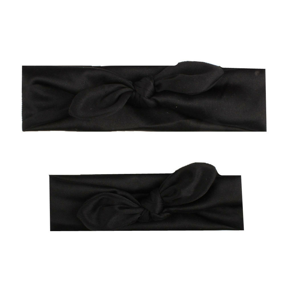 2PCS Mama & Baby Headband Headwear Toddler Girls Mommy and Me Elastic Bow Knotted Turban Hair Band Princess Bow hair accessories: Black