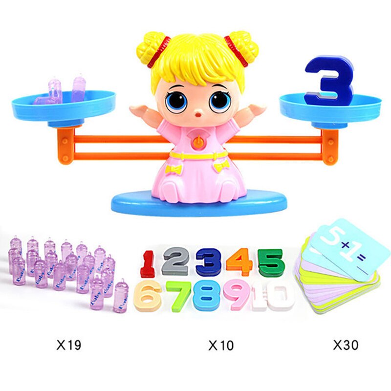 QWZ Montessori Math Animal Figure Digital Balance Scale Toy Educational Balancing Scale Number Board Game Kids Preschool Toys