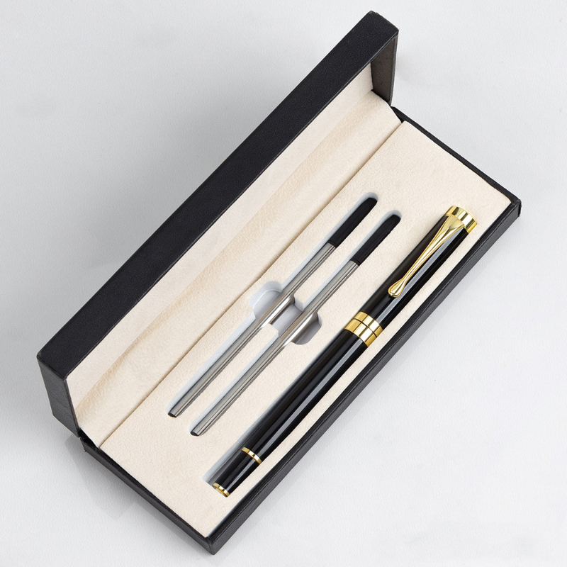 Caixa de presente embalagem luxo metal canetas esferográficas escola negócios escritório assinatura rolo caneta escrita estudante artigos de papelaria suprimentos