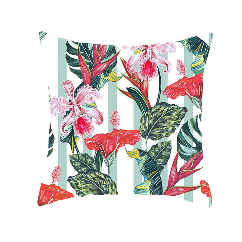 45*45Cm Kids Pasen Dag Tropische Decoratie Print Kussenhoes Polyester Groene Plant Sierkussen Voor Sofa/home Decor Pillowcas: 4