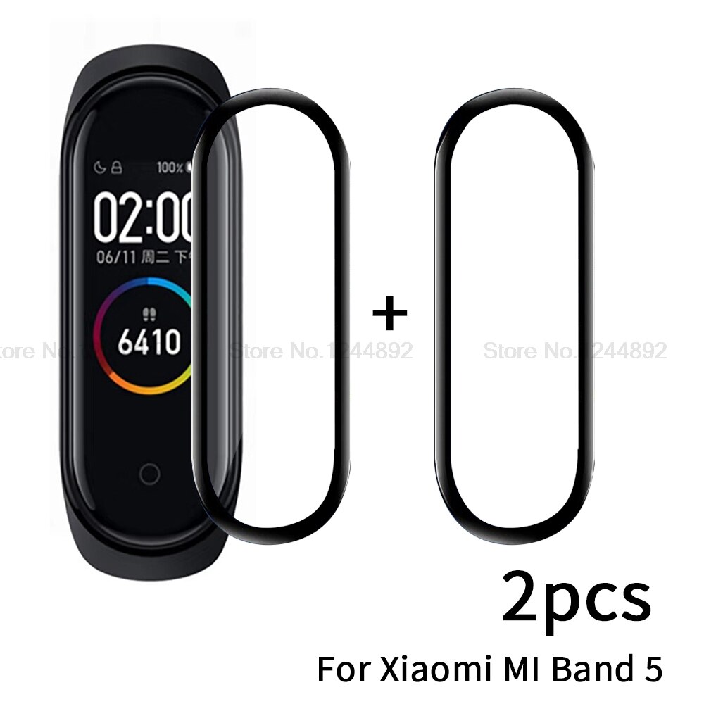 3D Beschermende Glas Voor Xiaomi Mi Band 5 Gehard Glas Voor Xiaomi Mi Band 5 Mi Band 5 Volledige Gebogen screen Protector Voor Mi Band5: 2PCS