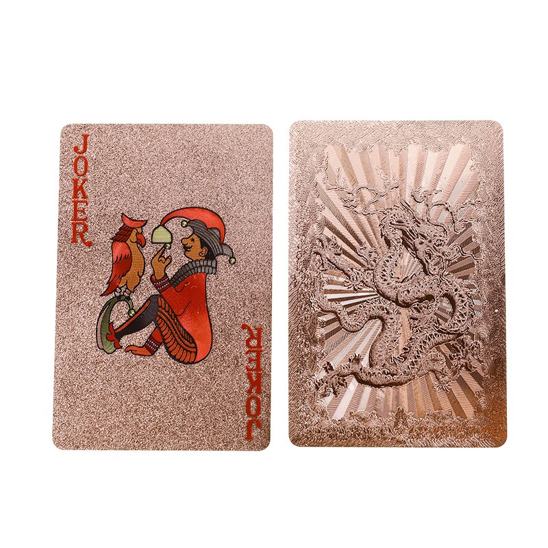 3 stil vandtæt holdbart rosa guld spillekort folie poker sæt brætspil magiske kort samling 57 x 87mm: Rose guld dragon pat
