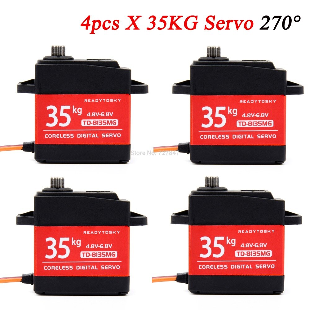 Waterproof 35kg Coreless Servo 180 / 270 Degree Large Torque Digital Aluminium Metal Gears 25T Arm For RC Car: 4x270 35kg Servo