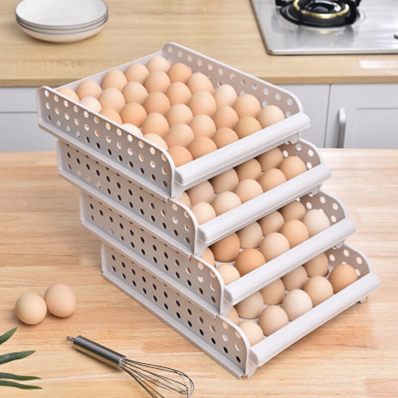 Stackable kitchen refrigerator egg box double drawer egg box egg rack transparent anti-collision plastic egg box