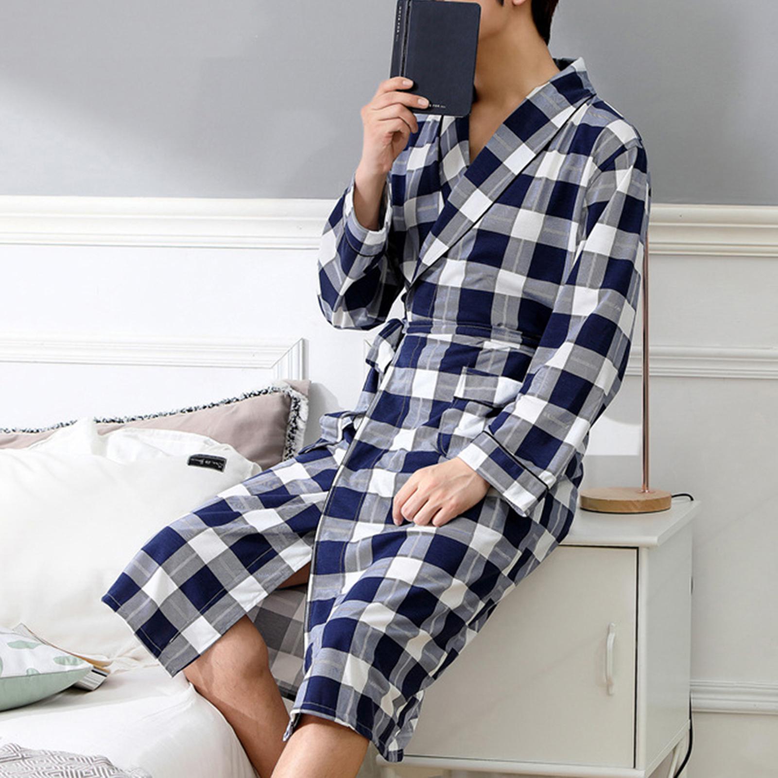 Los hombres casa de verano trajes de hombre ropa de dormir pijamas casuales de los hombres de Color suave de bolsillos de manga larga traje de baño bata de Casa ropa de dormir
