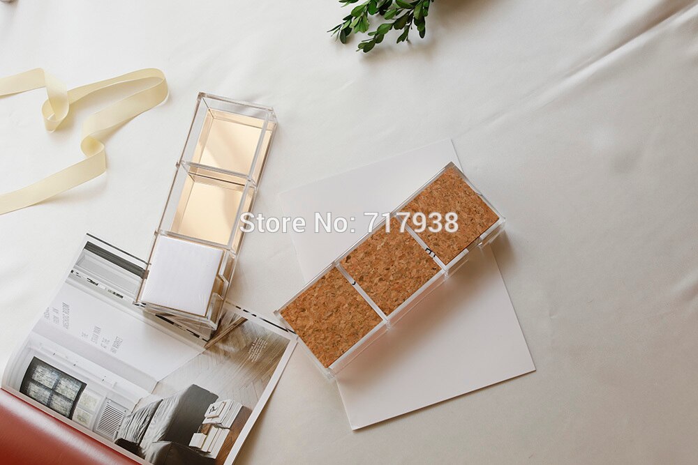 acrylic notes box transparent transparent metal lattice office stationery Office supplies set Triple Desk Sorter (3 in 1)