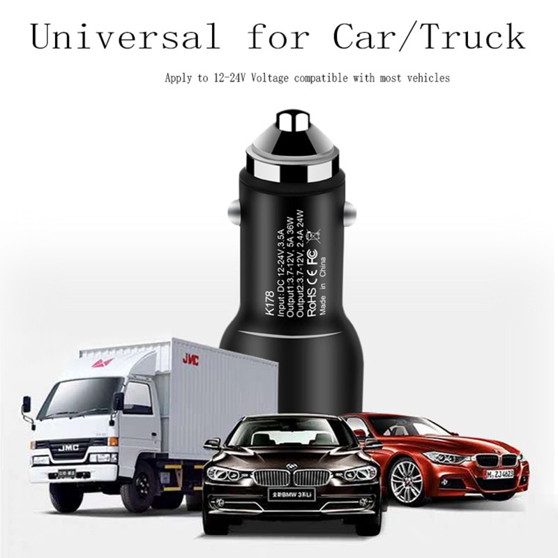 Dual USB Warp Car Charger 5V/6A Dash Charger For Oneplus 7T Pro/7T/7/7 Pro / 6T/6/5T/5/3T/3 Fast Car Charging Car Charger