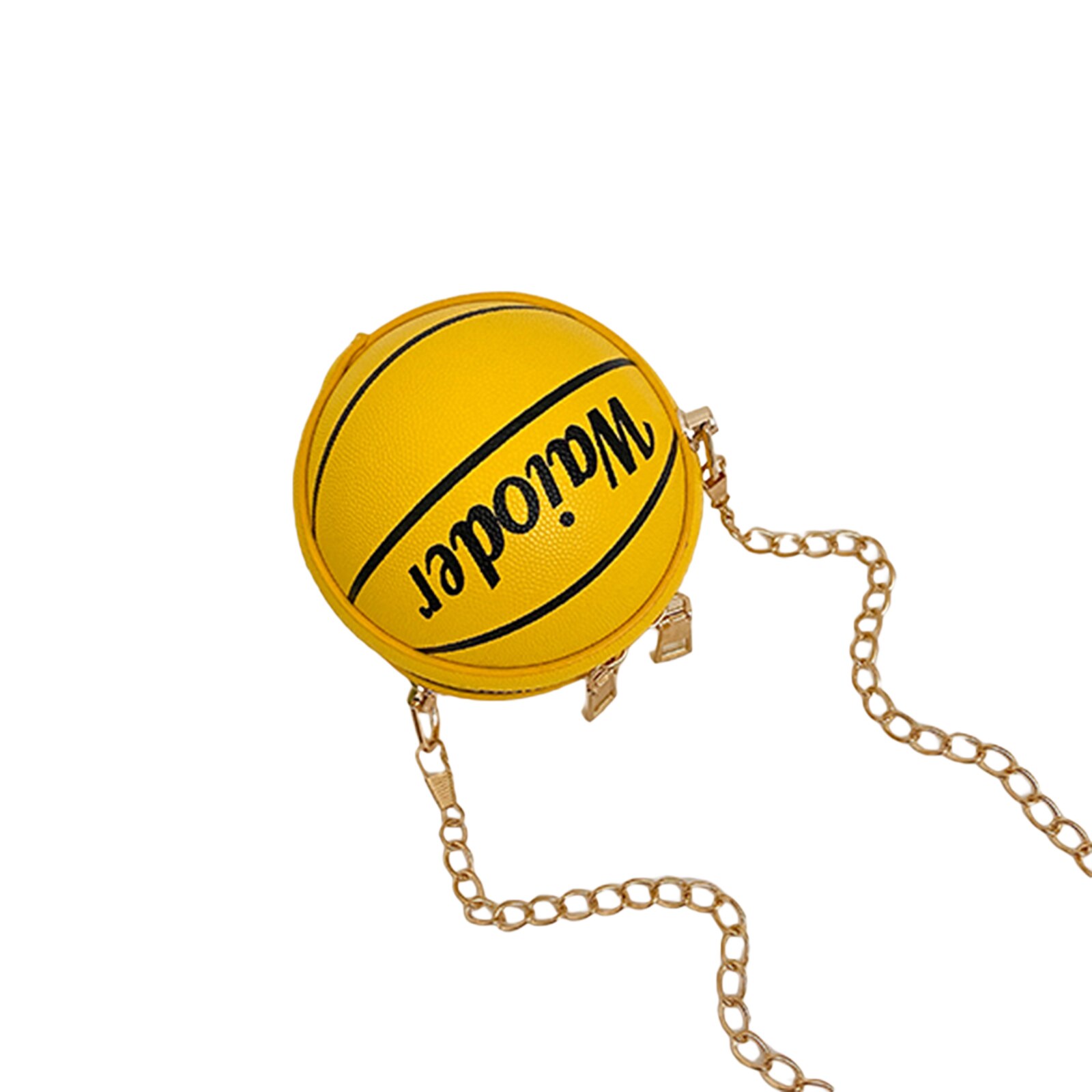 8 Kleuren Kids Schoudertas Lederen Cross-Body Pack Metalen Ketting Riem Reizen Grote Capaciteit Ronde Basketbal Zakken: YELLOW