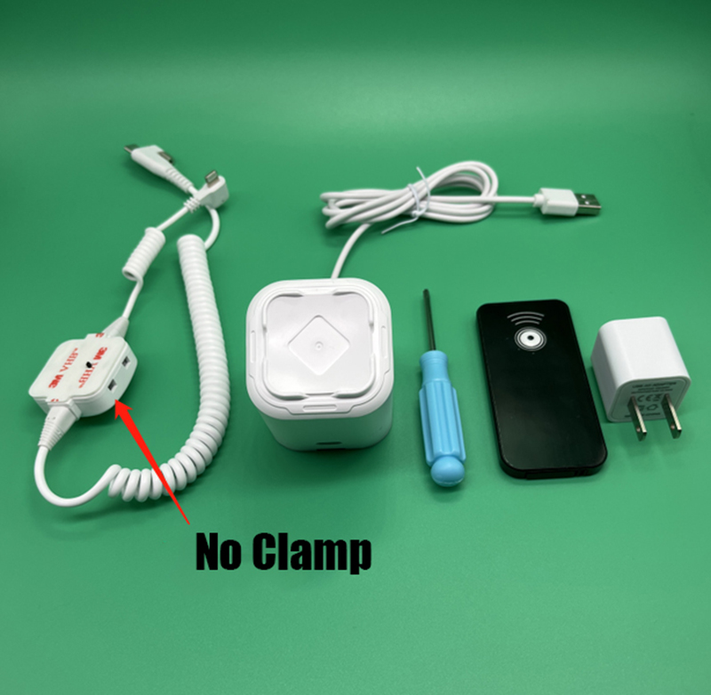 Mobile Phone Security Anti-Theft Device Display Stand Smartphone Secure Burglar Alarm System Plastic White Holder Show: Brown / UK Plug