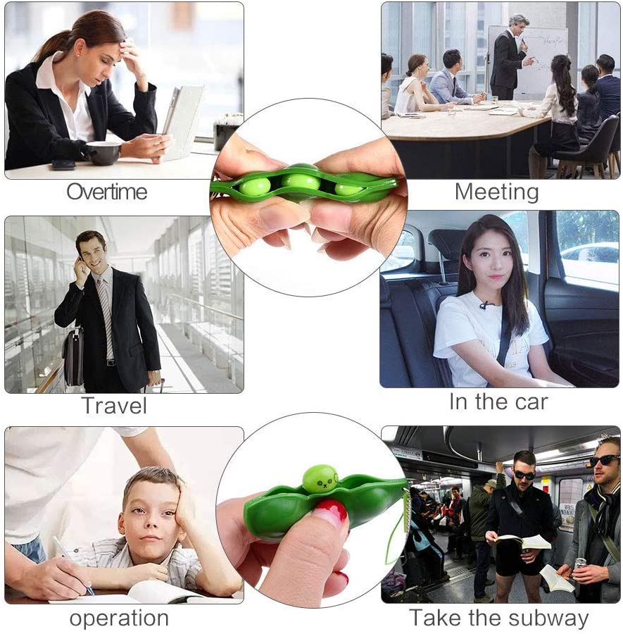 ZK20 Fidget Toys Pop It Infinite Squeeze Peas Beans Toy Decompression Edamame Toys Keychain Cute Adult Toy Figet Stress Toy