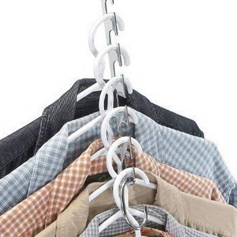 2/4/6 Uds. Colgadores de ropa de Metal para ahorrar espacio organizador de ropa antideslizante ganchos para estantes prácticos para ropa