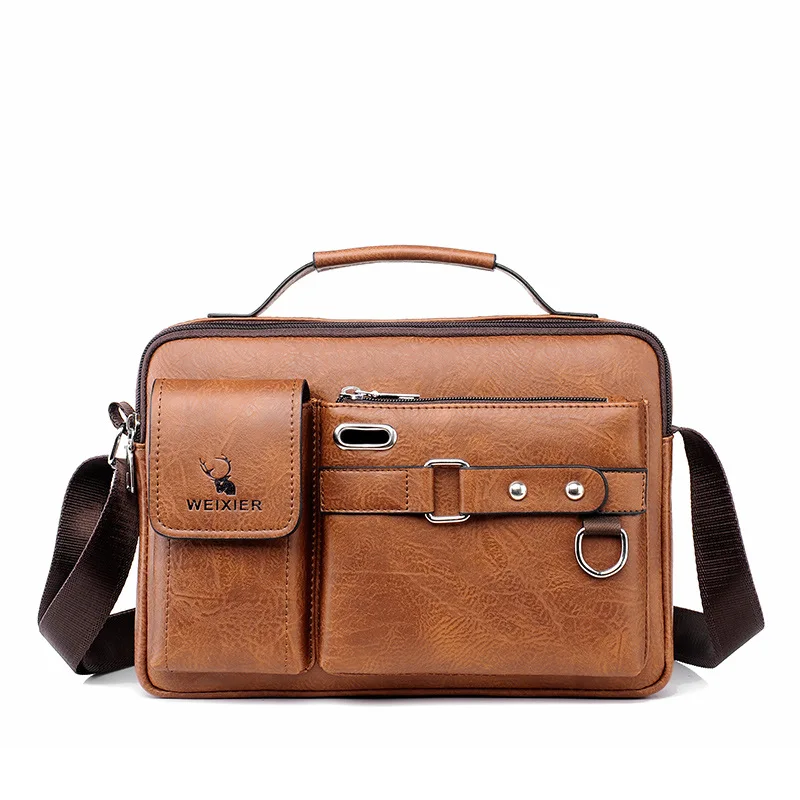 2024 Mannen Schoudertas Voor 10.4 "Ipad Pu Leer Zakelijke Handtassen Mannen Messenger Bags Mode Man Crossbody tas: GRIJS