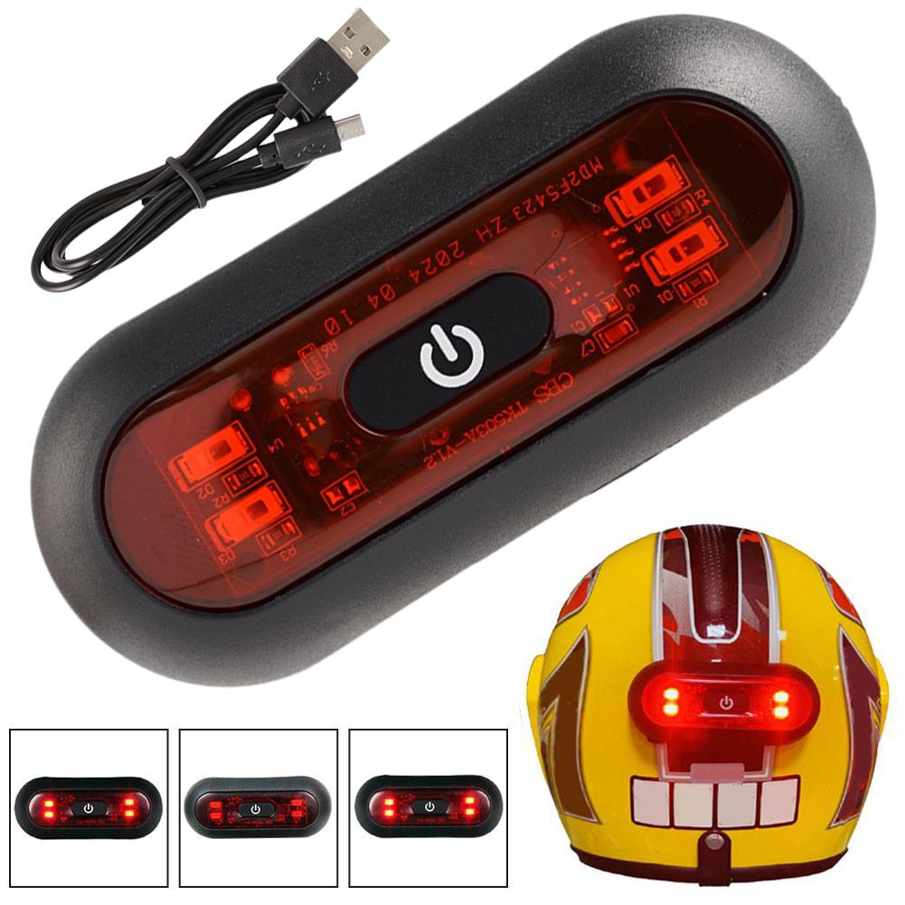 Motor Helmet Light Bike Taillight Motorcycle Bicycle Helmet Safety Signal Warning Rear Lamp Waterproof LED Light Accessories