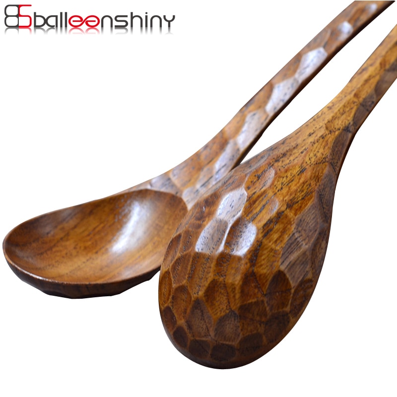 BalleenShiny-cuchara japonesa antiadherente de concha de tortuga, cuchara de madera de mango largo, cuchara de madera para arroz, sopa, té, utensilios de cocina, vajilla