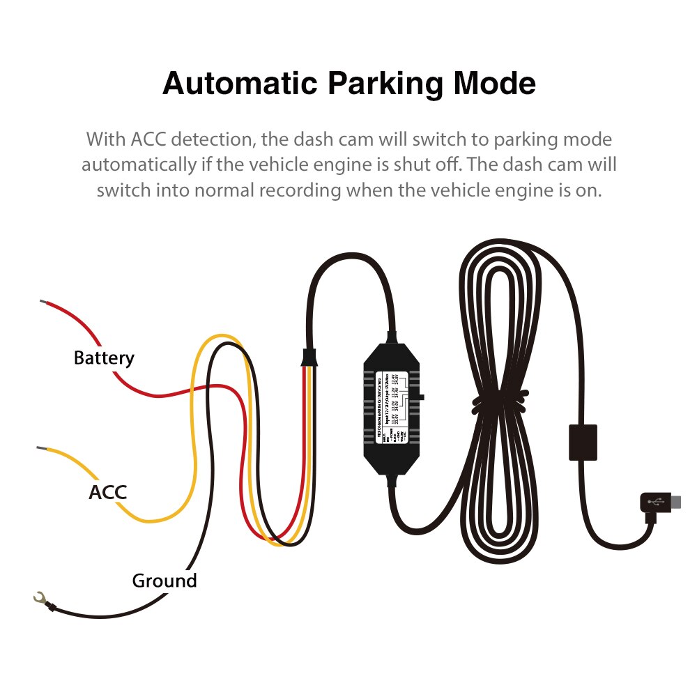 Original Viofo A129 A119 V3 Car Camera 3 Wire ACC Hardwire Kit Cable HK3 For Parking Mode optional Mini/Micro2/ATC/ATS Fuse Tap