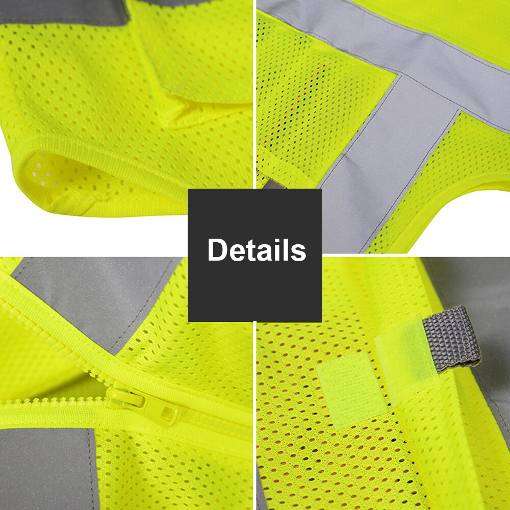 High visibility workwear safety vest logo printing workwear safety gilet Security waistcoats with reflector stripes