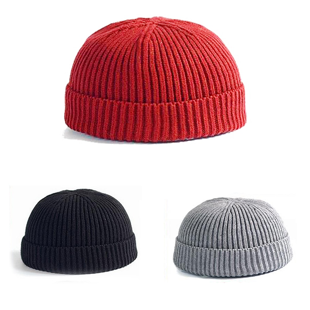 Vinter varm strikket kalot casual kort tråd hip hop hat voksne mænd beanie uld strik beanie kalot elastiske huer unisex