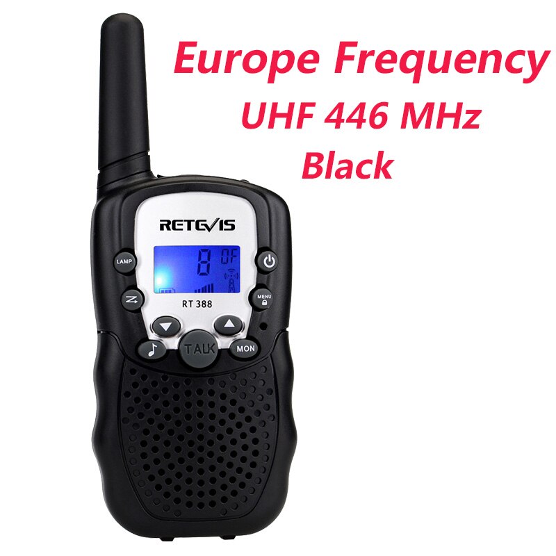 1pc Mini Walkie Talkie Kids Radio Retevis RT388 0.5W UHF 462-467MHz US Frequency Portable Two Way Radio J7027: Europe Black