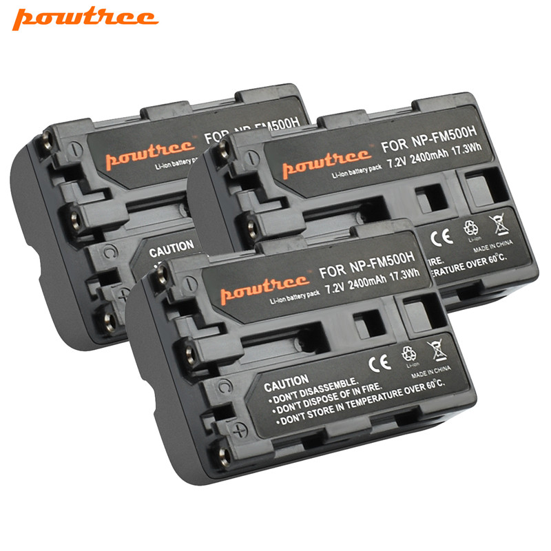 Powtree 2400mAh NP-FM500H NP FM500H kamera bateria zastępcza dla Sony A57 A58 A65 A77 A99 A550 A560 A580 baterii NP-FM500H: 3 bateria