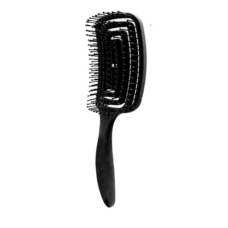 Anti klit hårbørste kvinder kvinde hår hovedbund massage kam børste & nylon hårbørste våd krøllet detangle hår børste til salon: Sort