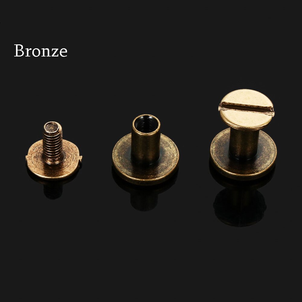 10 pcs DIY Strap Rivets Screw Leather Craft Art Solid Nail Bolt Bookkeeping Round Head Screws Luggage metal Craft Brass Nail: bronze / 5mm