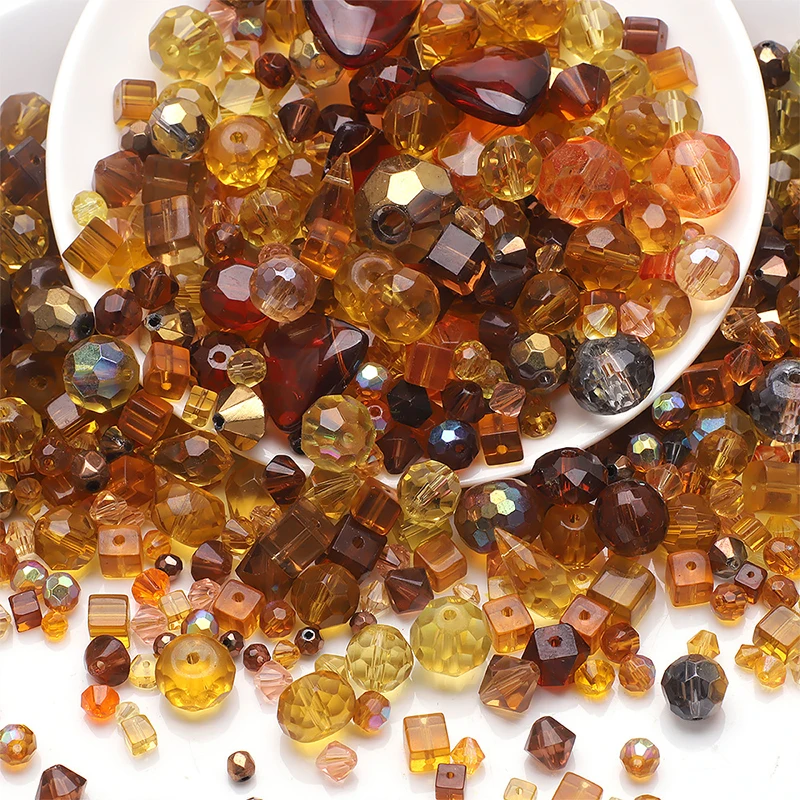 Cuentas de cristal con forma de tamaño mixto, cuentas de vidrio facetadas multicolores, cuentas espaciadoras sueltas para fabricación de joyería, collar de pulsera DIY: Gris