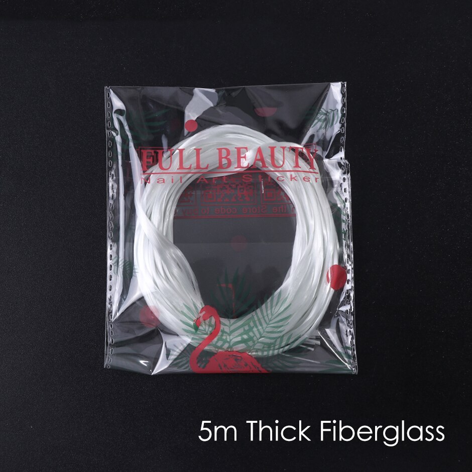 1m/2m/5m glasfiber för nagel akrylförlängning franska spetsformade spetsar glasfiber silke manikyrförlängningsset  ch1578: Tjock 5m