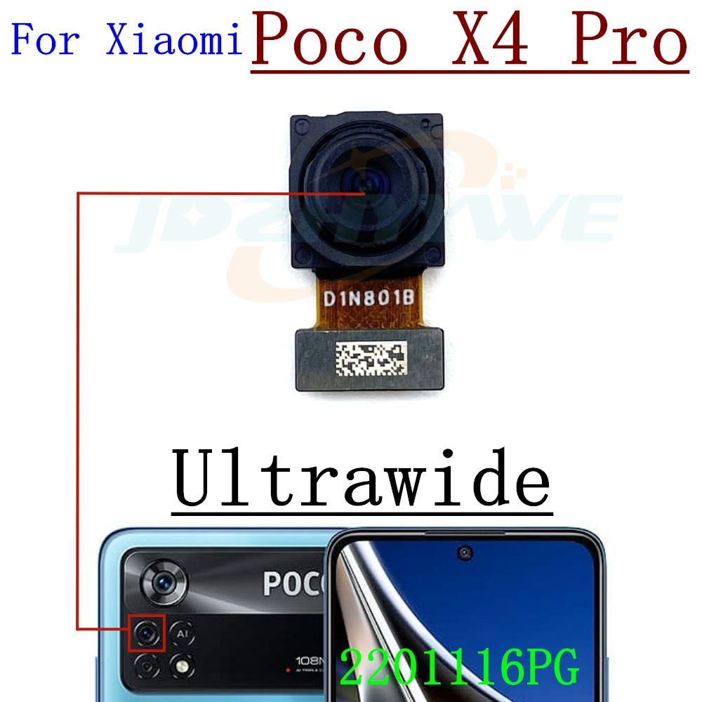 Rear Front Camera For Xiaomi Poco X5 X4 Pro X5pro Frontal Selfie Facing Main Back Wide Camera Module Flex Cable Parts: Silver