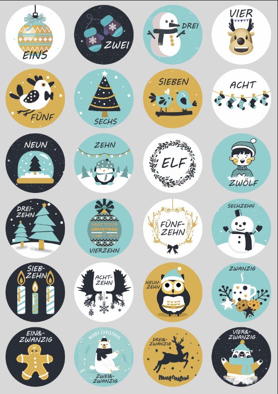 Merry Christmas Stickers Advent Calendar Number Paper Stickers Multi-Function DIY Crafts Packaging Labels Decor Tools: 2