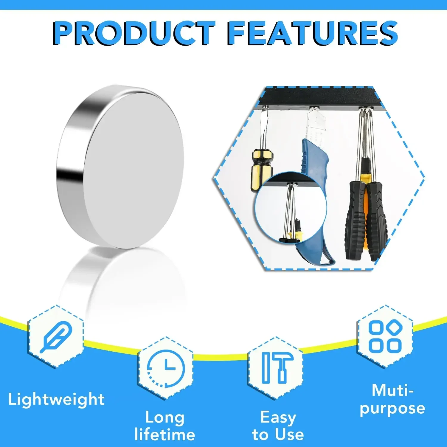Krachtige magneten Supersterke ronde magneet Koelkastmagneet voor koelkast, doe-het-zelf, gebouw, wetenschappelijk, handwerk en kantoormagneten