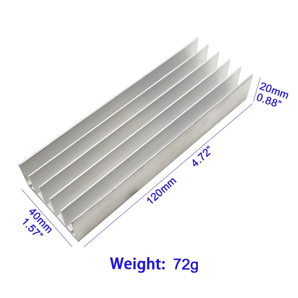 2 stk 120 x 40 x 20mm køleplade af aluminium køleplade til cob led lys lampe radiator 120*40mm køleplade