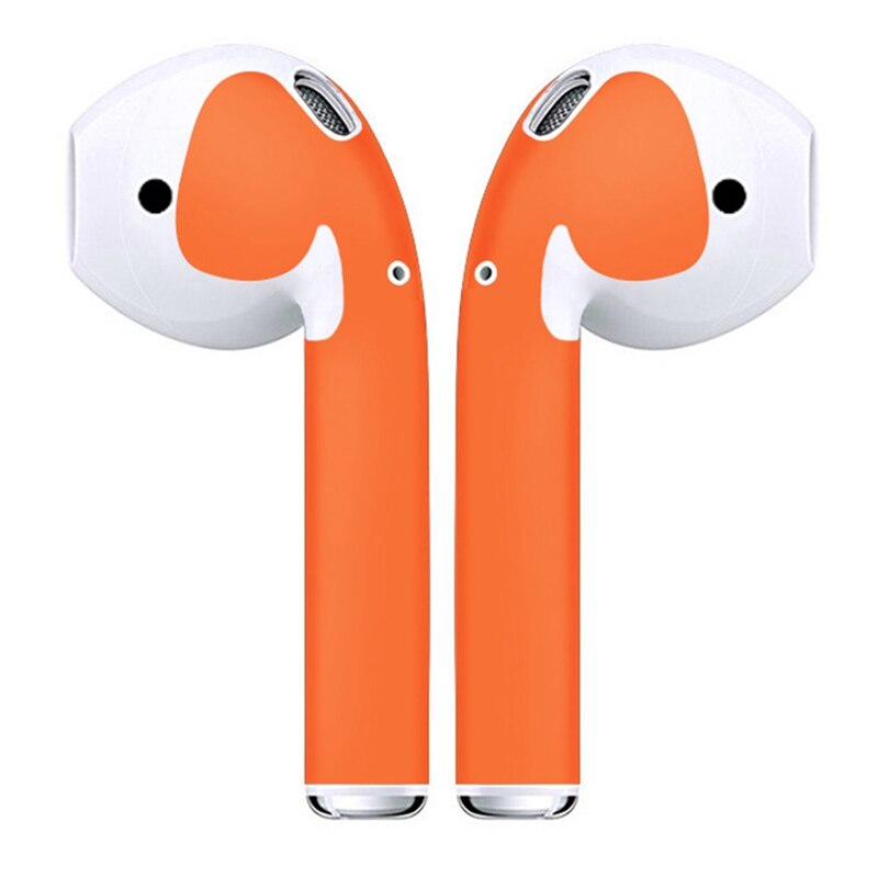 1 pair Multi-colored Autoadesivo Della Pelle di Protezione Senza Fili di Bluetooth del Trasduttore Auricolare Protettiva Avvolge Film Auricolare Paster per Airpods: Orange