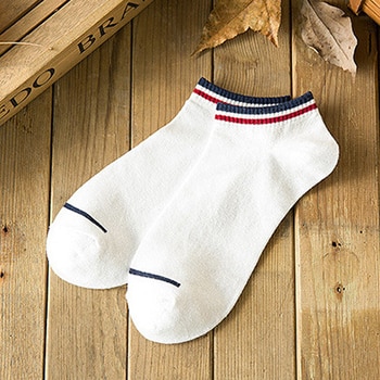 Chaussettes en coton pour hommes, 10 pièces = 5, paires/lot, , , couleur unie, rayures, bateau, décontractées, respirantes, été,: B