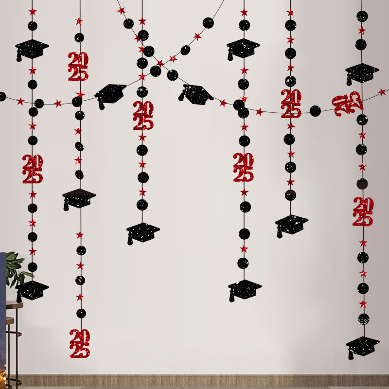 Guirnaldas de graduación de oro y negro con purpurina de 4M, adornos colgantes para de graduación 2025, decoración del hogar: Gris claro